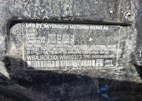 2020 BMW 530I z USA, uszkodzony, nr VIN WBAJR3C00LWW69312